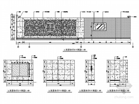 [深圳]城市中心区奢华典雅酒店设计CAD施工图（含效果）宴会厅立面图 