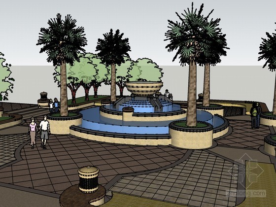 城市休闲广场方案资料下载-休闲小广场SketchUp模型下载