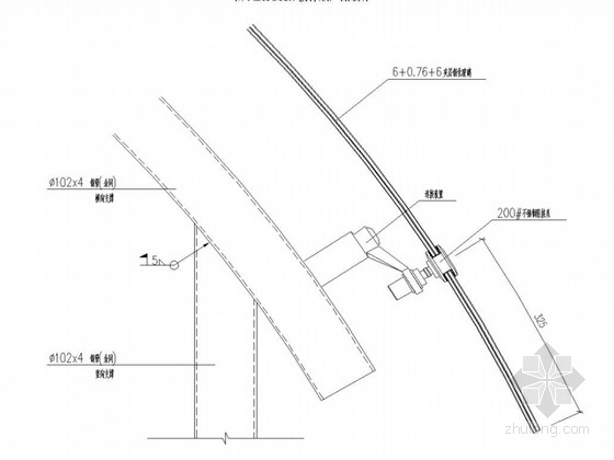 钢引桥玻璃雨棚结构施工图-遮阳棚结构大样图 