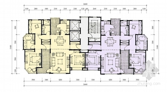 [上海]现代风格高层高级住宅区建筑设计方案文本-现代风格高层高级住宅区建筑平面图