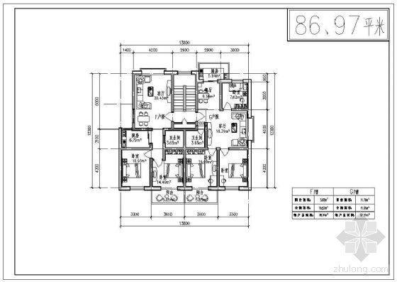 90平住宅户型平面资料下载-二十六种（含90平米以下）多层住宅户型建筑平面方案