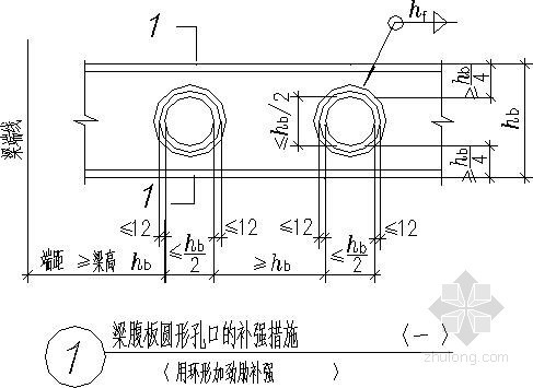 梁腹板在设置腰筋图集资料下载-梁腹板孔口的补强措施节点构造详图
