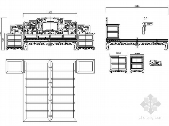 cad古典家具平面图下载资料下载-明清古典家具高低床