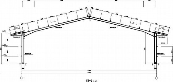 21米钢结构屋架施工图资料下载-21米跨门式刚架餐厅结构施工图