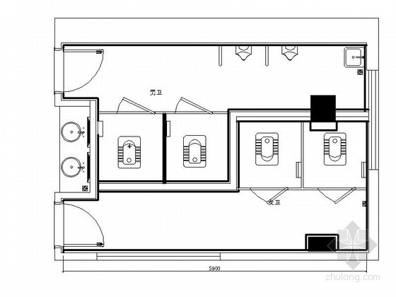 酒店公共卫生间CAD图资料下载-[河南]酒店公共卫生间装修图