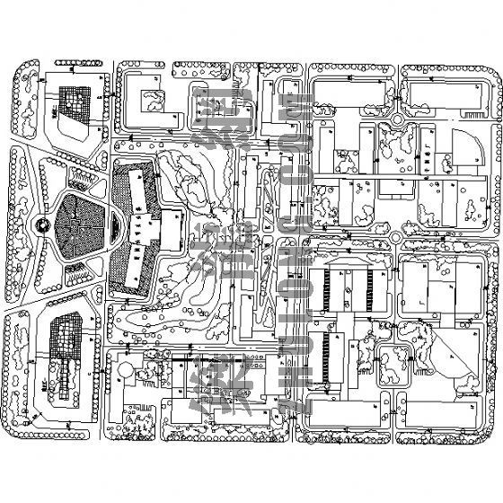 文化产业园区平面图dwg资料下载-园区绿化平面图