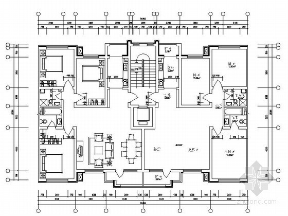 户型图板式资料下载-某板式多层带电梯住宅户型图（133/133）