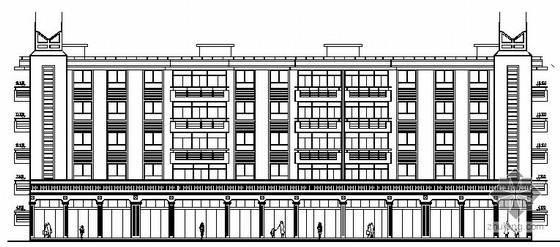 六层商业楼效果图资料下载-某U型六层商住楼建筑扩初图