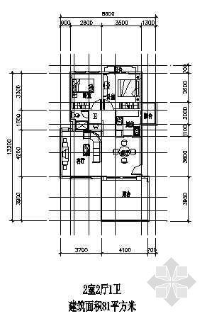 两室两厅两卫平面图资料下载-两室两厅一厨两卫81平方米