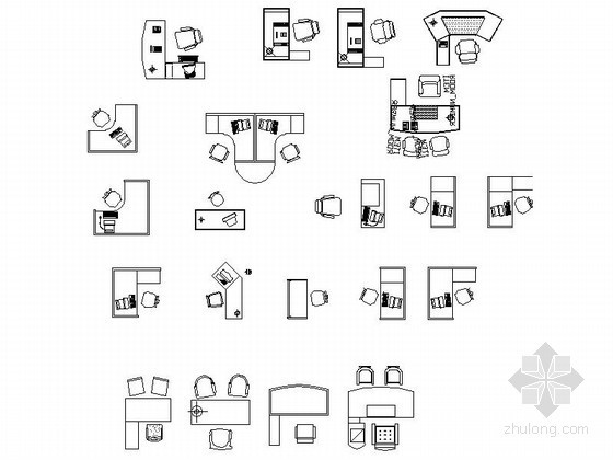 各式办公桌CAD图块下载 