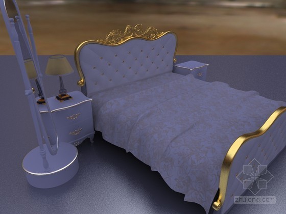 巴黎MAMA酒店资料下载-浪漫巴黎床3D模型下载