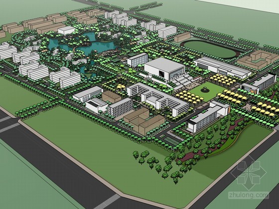湿地整体规划设计资料下载-学校整体规划SketchUp模型下载