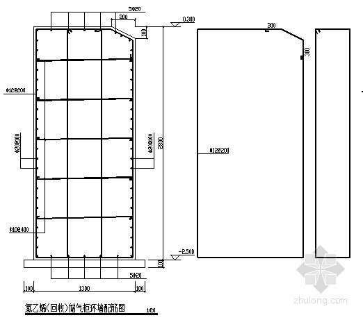 设备基础配筋详图资料下载-乙炔储气柜基础结构及配筋设计图