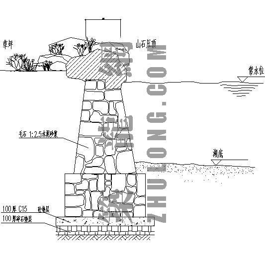 杭州龙井村里的酒店资料下载-龙井坞区块水系驳岸详图1