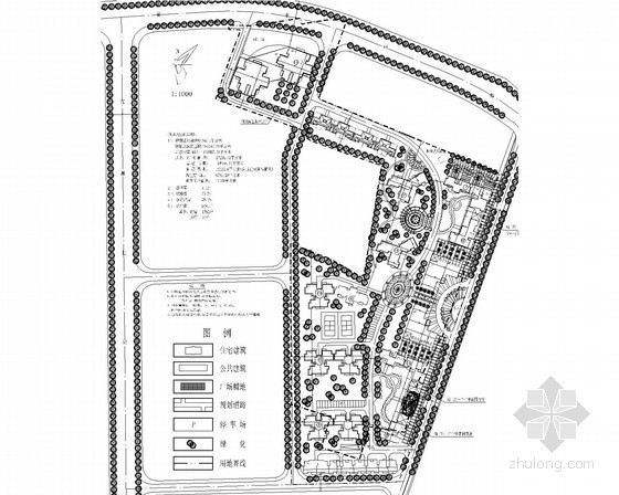 居住建筑户型平面资料下载-[湖南]某居住区规划方案图（含户型平面）