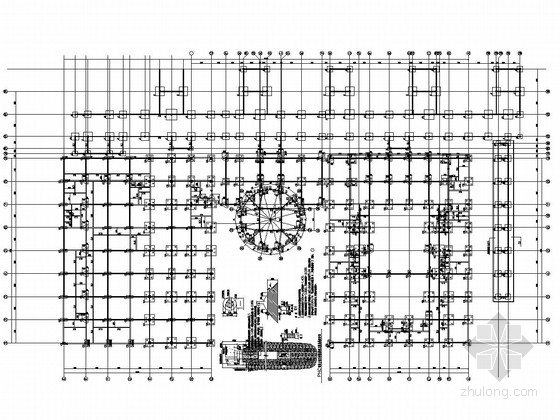 [江苏]四层框架结构办公楼结构施工图（含建筑图）-基础平面布置图 