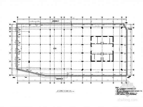 [广东]45层钢管混凝土柱非完整框架核心筒结构办公大厦结构施工图（高227.8米）-地下连续墙地下三层预留筋平面图 