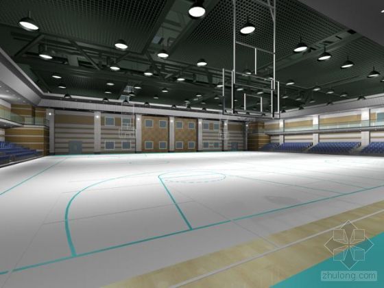 室外篮球场cad资料下载-室内篮球场模型