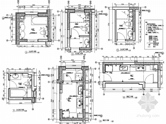 32层剪力墙结构大学城住宅楼结构施工图（含建筑图）-45,46#厨卫详图