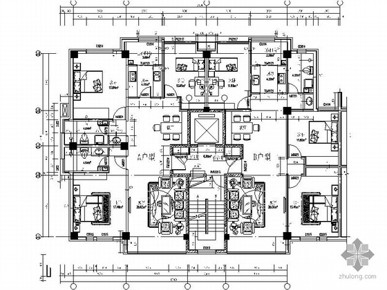 一梯三户小高层户型图大全资料下载-某三室二厅小高层户型方案图(100.73/92.74)