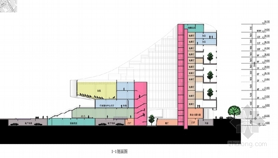 [东莞]超现代绿色商会综合大厦设计方案文本-超现代绿色商会综合大厦剖面图