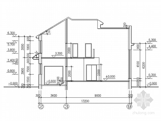 300平高级欧式别墅设计施工图带效果图（知名建筑设计院）-300平高级欧式别墅设计施工剖面图 