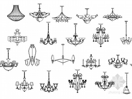 CAD灯图块资料下载-灯与木造型拼花CAD图块下载