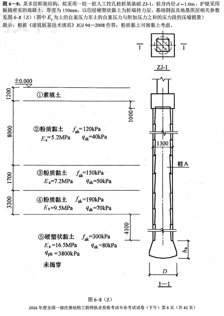 一级注册结构工程师真题空白卷资料下载-2016年一级结构真题空白卷下午