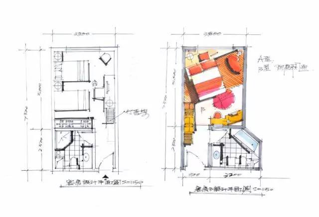 室内设计|手绘酒店客房设计！_16