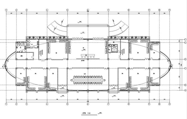[安徽]现代风格新厂区企业办公楼地块规划设计方案文本及CAD施工图纸-一层平面图