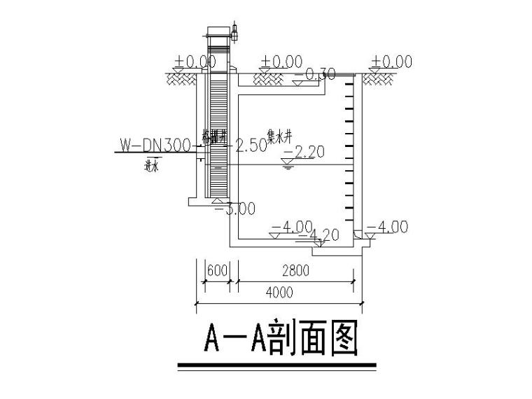 某市人民医院污水处理工程施工图（CAD,14张）-A－A剖面图