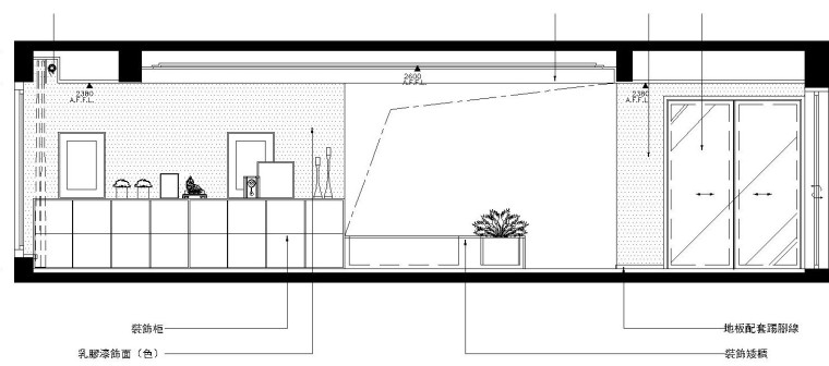 [福建]现代简约风格三室两厅室内装修施工图设计（附效果图）-客餐厅立面图