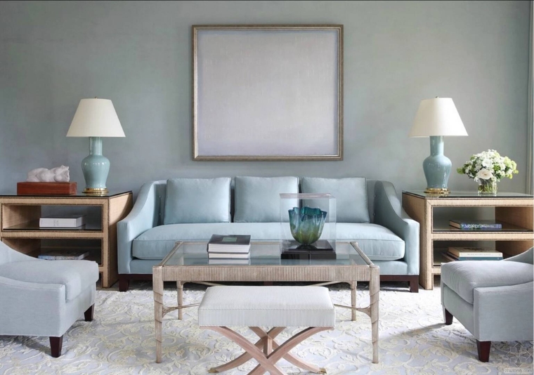 家具与室内资料下载-[室内设计]蓝与灰的质感较量 演绎梦幻雅致的家 - 伍德住宅