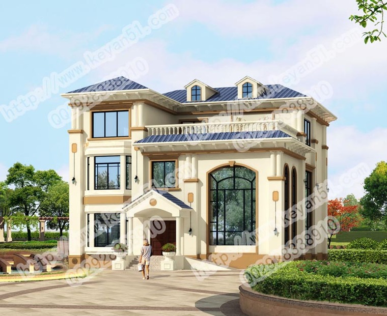 叠层独栋别墅户型图资料下载-35万农村三层自建别墅户型图13x13