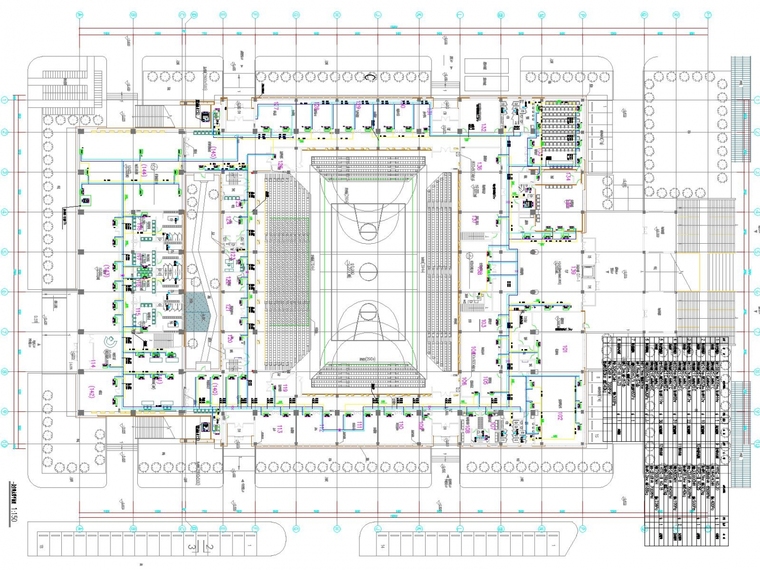 [天津]多层体育馆空调通风及防排烟系统设计施工图-一层空调水管平面图.jpg