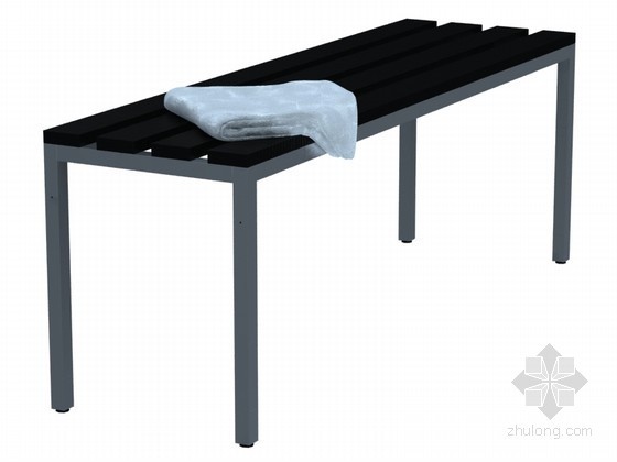 易拉罐凳子模型资料下载-长条休息凳3D模型下载