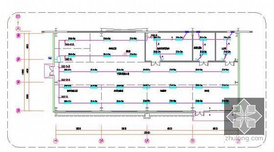 [广东]2015年钢架结构车间建筑安装工程预算书(含图纸)-照明平面图