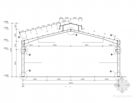 24米跨轻钢屋面资料下载-24米跨门式刚架厂房结构施工图(含气楼)