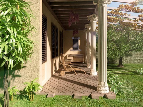 庭院3D设计图资料下载-休闲庭院3D模型下载