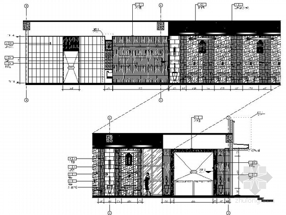 [郑州]朴实原木风格拉面馆室内CAD施工图（含实景效果图）立面图