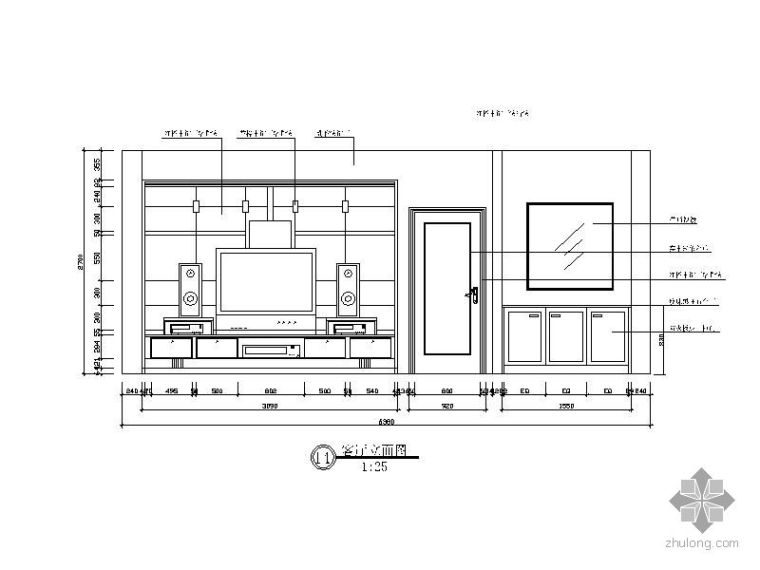 CAD电视背景墙立面资料下载-电视背景墙立面