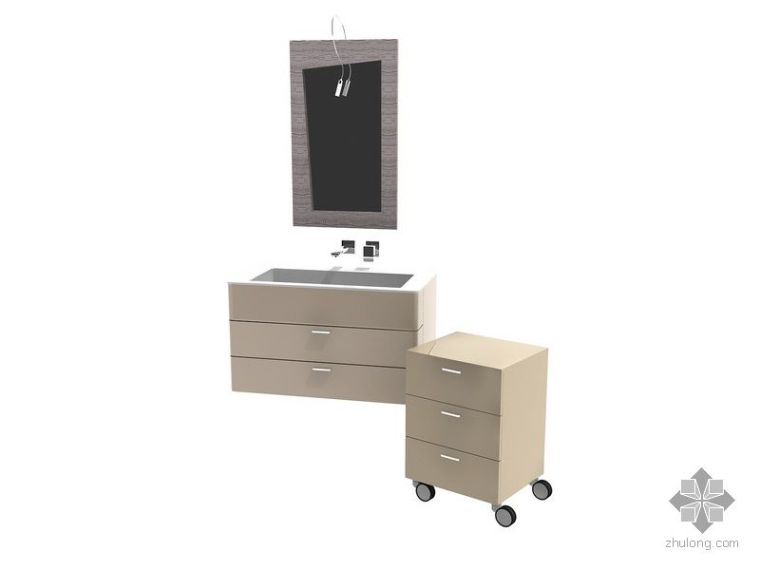 洗手盆节点CAD图资料下载-台上洗手盆加移动柜子
