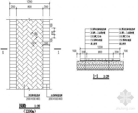 古典园林园路铺装CAD资料下载-1200园路铺装详图