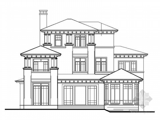 欧式三层别墅建筑方案图资料下载-某三层欧式别墅建筑方案图（334平方米）