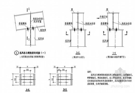 抗风柱的设计资料下载-抗风柱与刚架梁的连接构造详图