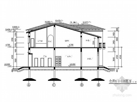 [武汉]某亲水生态住宅区二层欧式会所建筑方案图- 