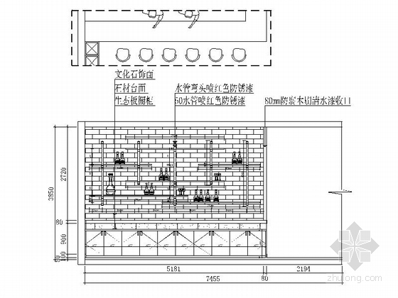 [贵州]时尚现代风格网咖室内装修施工图（含效果）酒吧区立面图