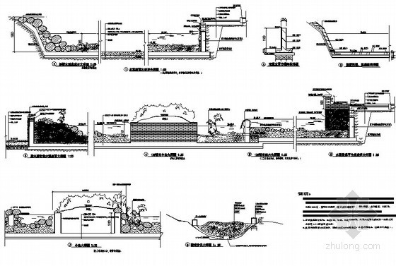 水景驳岸施工大样图资料下载-多种组合水景节点大样图