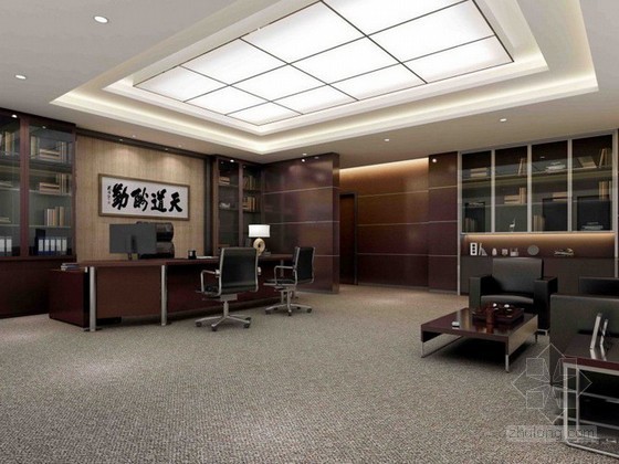 新中式经理办公室资料下载-经理办公室3d模型下载