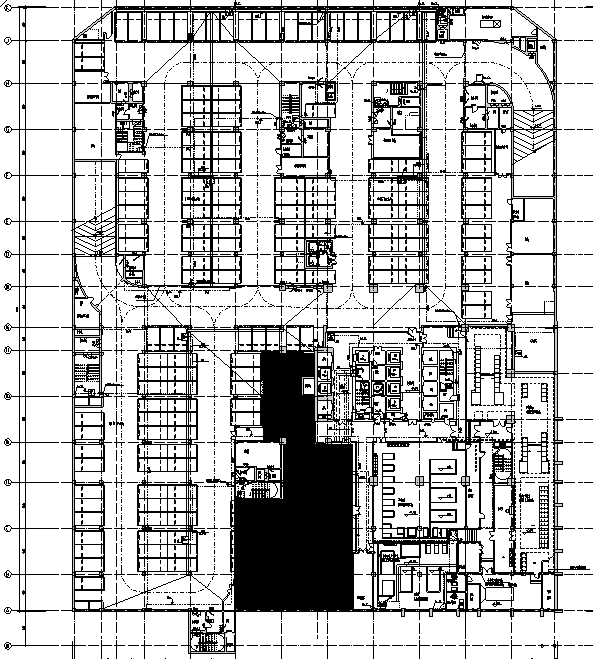 南通国贸商业建筑给排水系统施工图（CAD）-地下二层给排水布置图